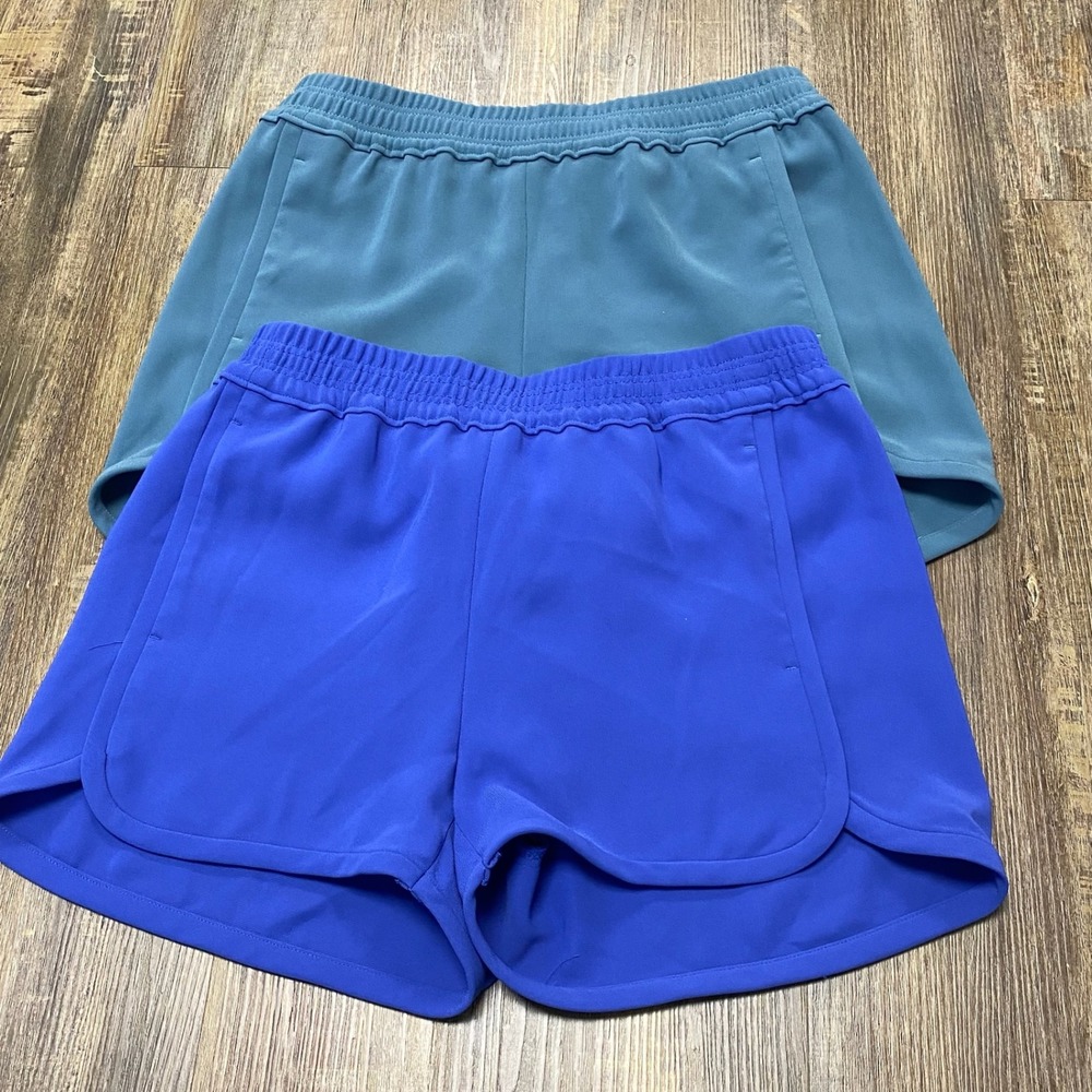 Lot of 2 J crew Athletic Shorts Womens M Teal Royal Blue Dolphin Hem Pockets